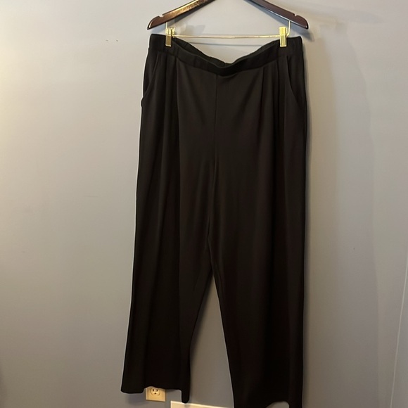 Garnet Hill Black Pants Pull-on pleated Wide Leg Trousers Women’s XL Tencel Knit - Picture 10 of 12